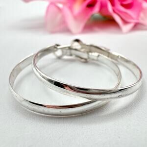 925 Sterling Silver Hoop Earrings IBB TH Hinge Back Pierced Timeless